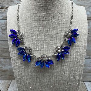 Final Cut! Statement Necklace with Blue & Clear Rhinestones